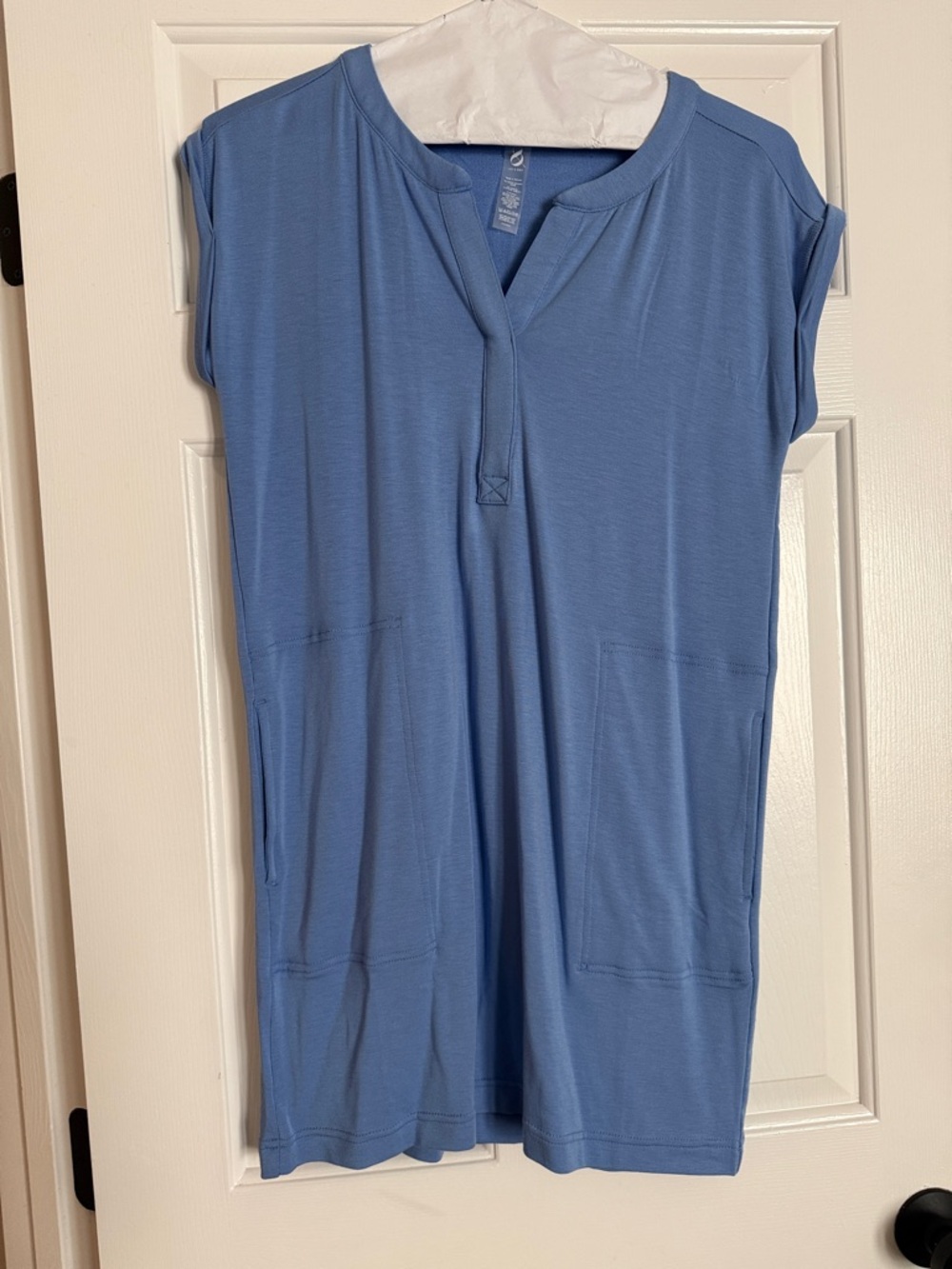 Cap Sleeve Lou & Grey V-Neck Dress in Periwinkle Blue